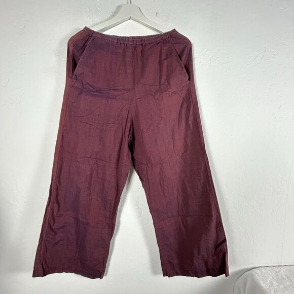 CP Shades Womens Purple Wide-Leg Crop Pants Small Pull-On Elastic Waist Pockets - Picture 1 of 11